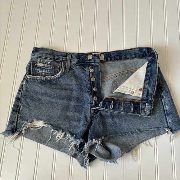 AGOLDE | Women's Distressed Parker Cut Off Shorts Size 28 Button Fly - Picture 3 of 15